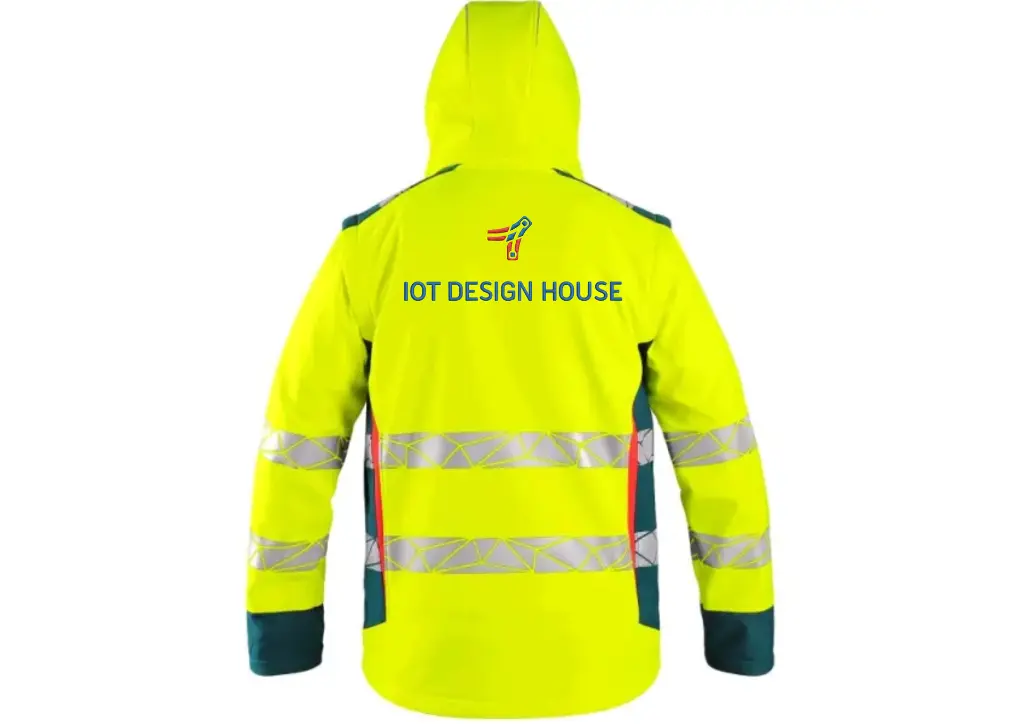 Bunda CXS BEDFORD, výstražná, pánská, softshell, žluto-petrolová - zadní strana